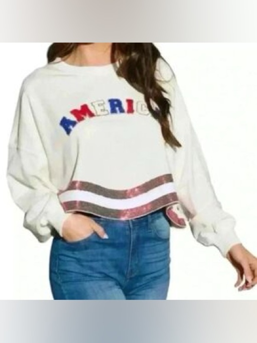Peach Love California Sweet American Sequin Sweater